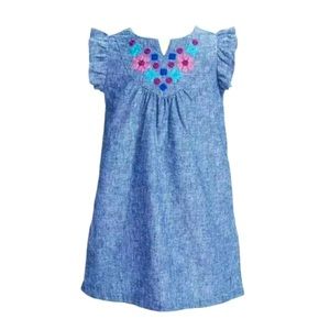 Tea Collection Toddler Girls Chambray Embroidered Dress - 4